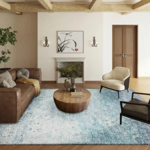 Rylee Blue Transitional Abstract 3' x 5' Area Rug Blue ARY33