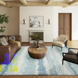 Rylee Blue Transitional Striped 8' x 10' Area Rug Blue ARY34